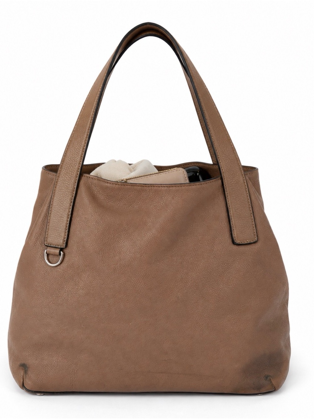 Coccinelle Mila Taupe Leather Tote Bag - Women's Handbag